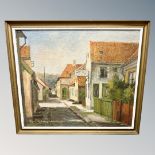 Danish School : Street with shops, oil on canvas,