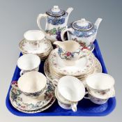 A tray of antique Aynsley tea china, Royal Cauldron trio,