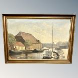 Danish School : Boat on canal, oil on canvas,