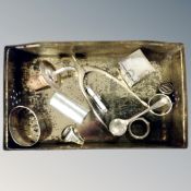 A box of silver items and jewellery