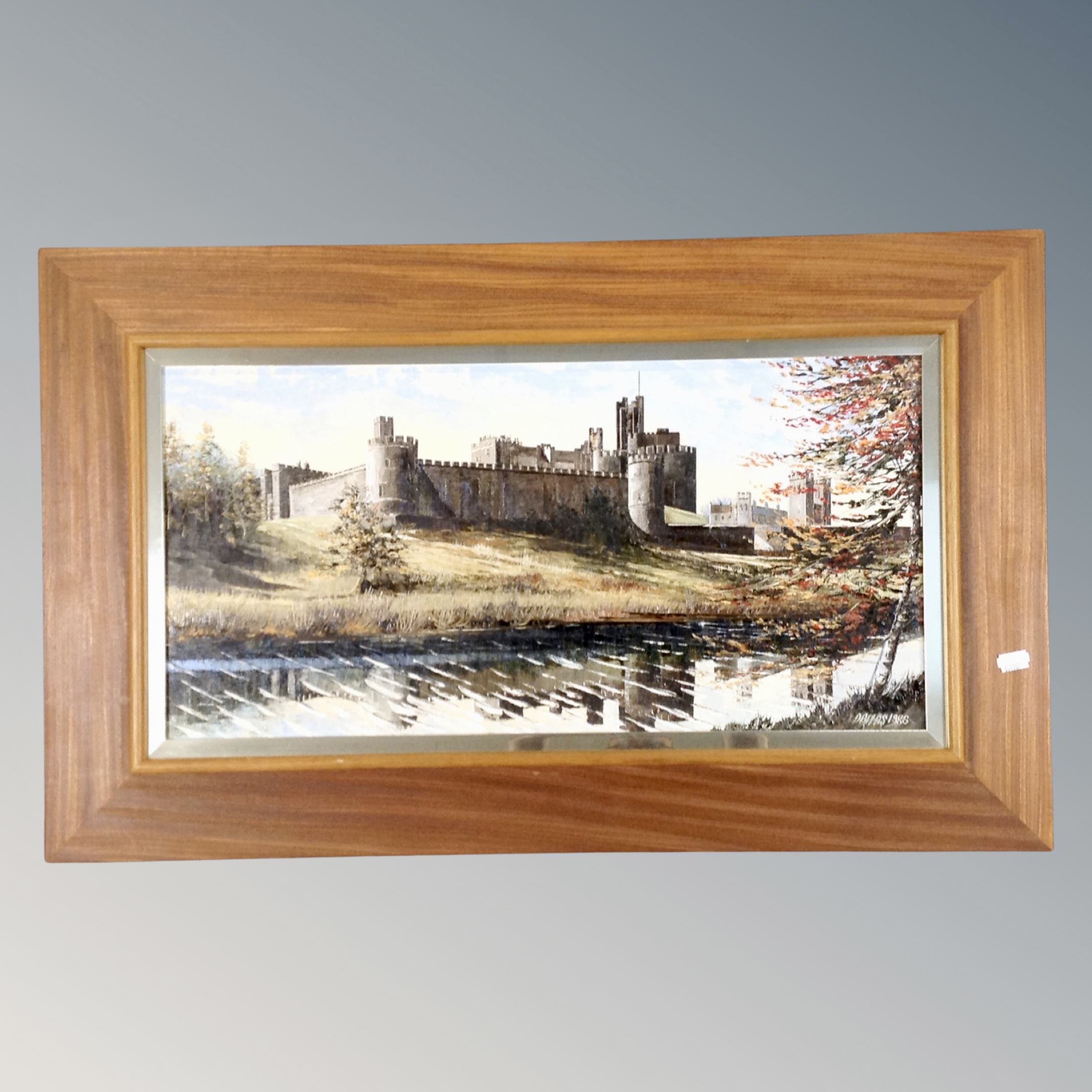 Dallas K Taylor : Alnwick castle, oil on board, signed and dated 1986, 59 cm x 29 cm.