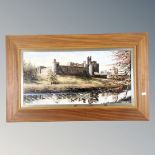 Dallas K Taylor : Alnwick castle, oil on board, signed and dated 1986, 59 cm x 29 cm.