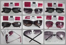 A collection of F&F Fashion sunglasses with their price tags.