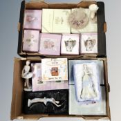Two boxes of Leonardo collection ribbons and lace figures etc