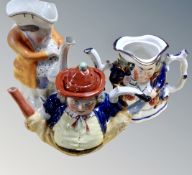 Three antique Toby jugs / teapots