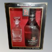A Highland Park limited edition single malt scotch whisky with crystal decanter, aged 12 years,