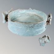 Colin Pearson (1923-2007) A stoneware twin-handled bowl in turquoise glaze,