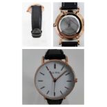 A Jack Wills watch with black leather strap (Jw018Flwh) with film front and back.