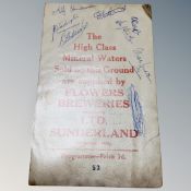 A box of mid century signed magazine and newspaper cuttings relating to football to include Alan