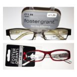 A collection of American Foster Grants reading glasses from 1.00+ to 2.00.