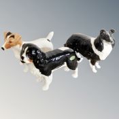 Two Beswick King Charles Spaniels and a Jack Russell terrier (large)