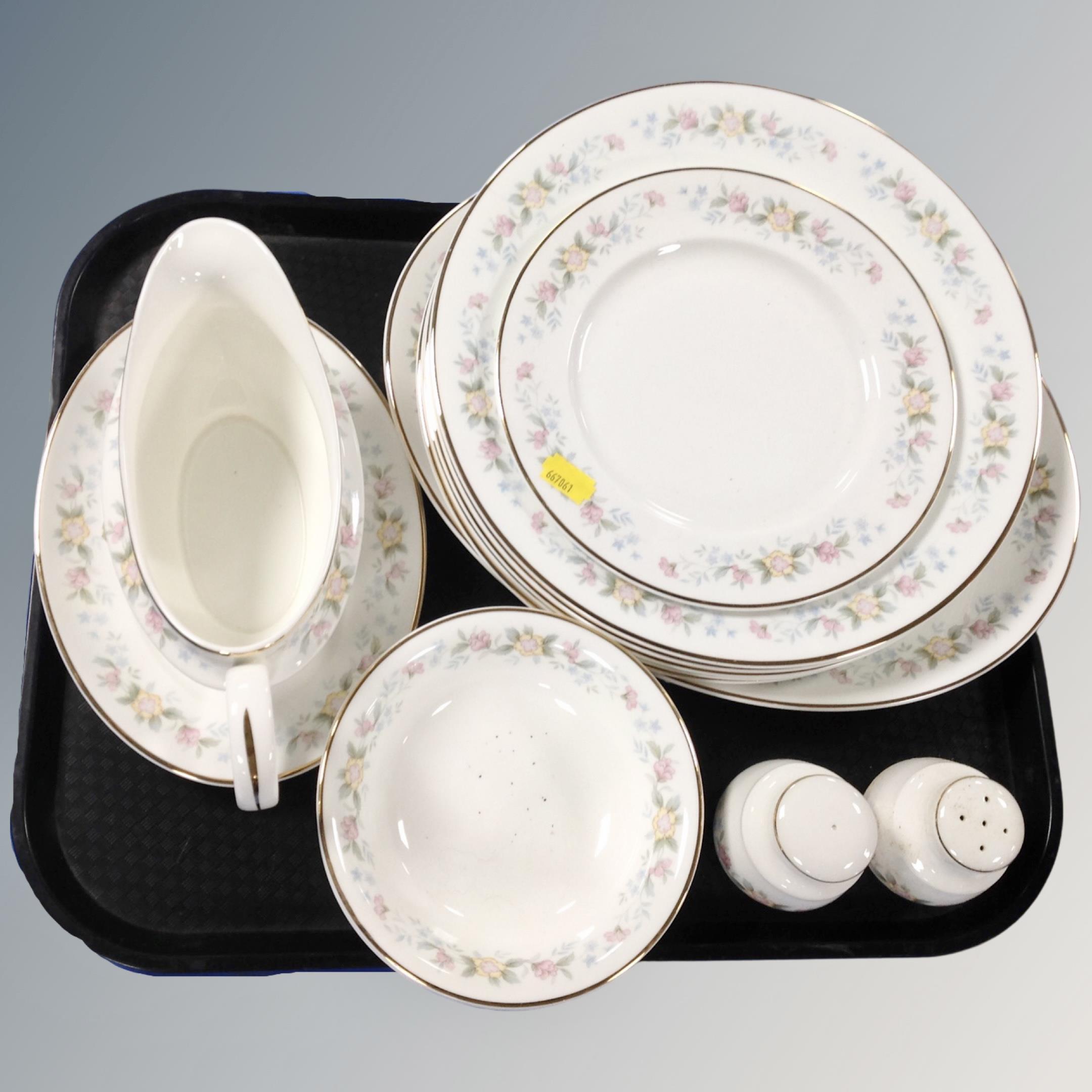 A tray of fourteen pieces of Mayfair floral patterned tea china