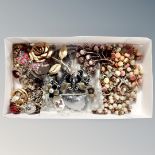 A small box of prayer beads, religious items, costume jewellery, by Pilgrim of Danish design,