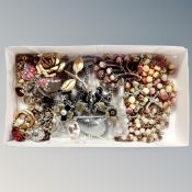 A small box of prayer beads, religious items, costume jewellery, by Pilgrim of Danish design,