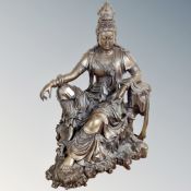 A bronze effect oriental figure - Guanyin,
