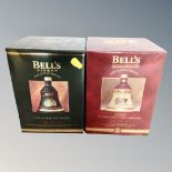 Two Bells Christmas decanters 1993 and 1996 aged 8 years, both 70cl, boxed and sealed.