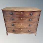 A 19th century bow fronted mahogany chest drawers