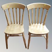 Four Victorian style pine chairs