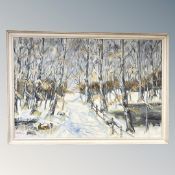 Harry Lagoni : Winter path, oil on canvas,