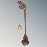 A continental carved Dragon floor lamp