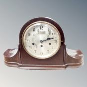 An Edwardian mahogany Westminster clock with silvered dial