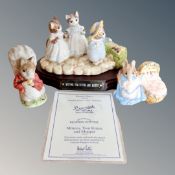 A Beswick figure Mittens Tom Kitten and Moppet on wooden stand with certificate,