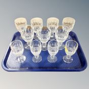 A set of seven Waterford crystal glasses, height 12 cm together with a further similar set of four,