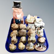 A tray of Lilliput cottage ornament, Country Artist animal figures, Portmeirion jug,