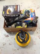 A box of patio and wall cleaner, car polisher,