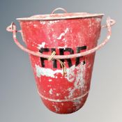 A vintage galvanized and painted fire bucket