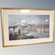A contemporary framed print -The River Tyne in gilt frame,