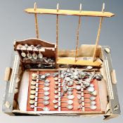 A box of three wooden spoon racks,