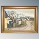 Danish School : Street through village, oil on canvas,
