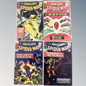 Four Marvel The Amazing Spider-Man 12 cent Comics, 27, 28, 30 and 31, in plastic covers.