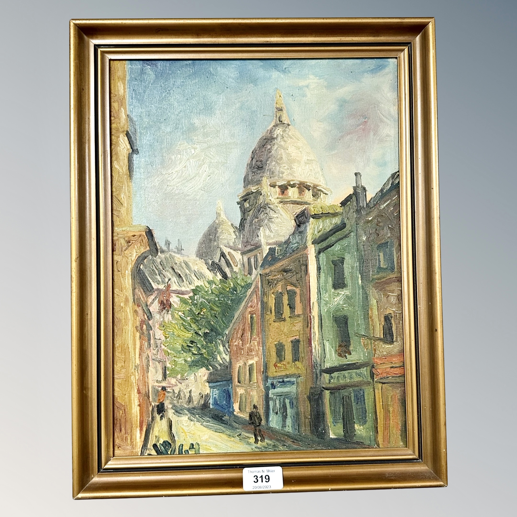Continental School : Street scene, oil on canvas, 39 cm x 29 cm, framed.