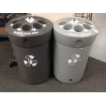 Two plastic cup recycling bins