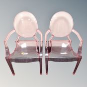 Philippe Starck - Kartell - A pair of Lou Lou Ghost children's chairs in pink polycarbonate