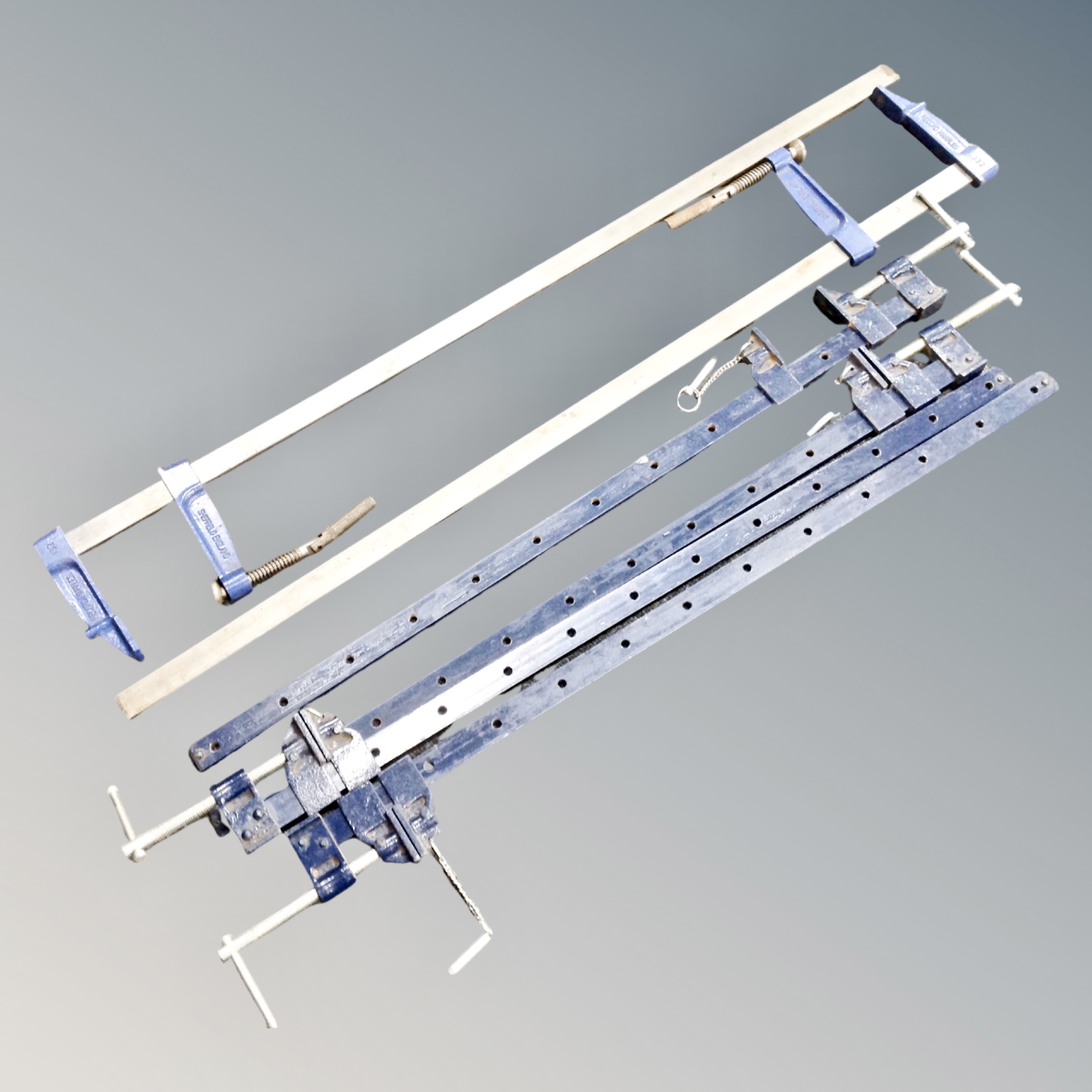 A pair of Record Marples 132 sash clamps together with four further sash clamps.