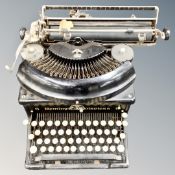 An early 20th century Remington Noiseless 6 manual typewriter.