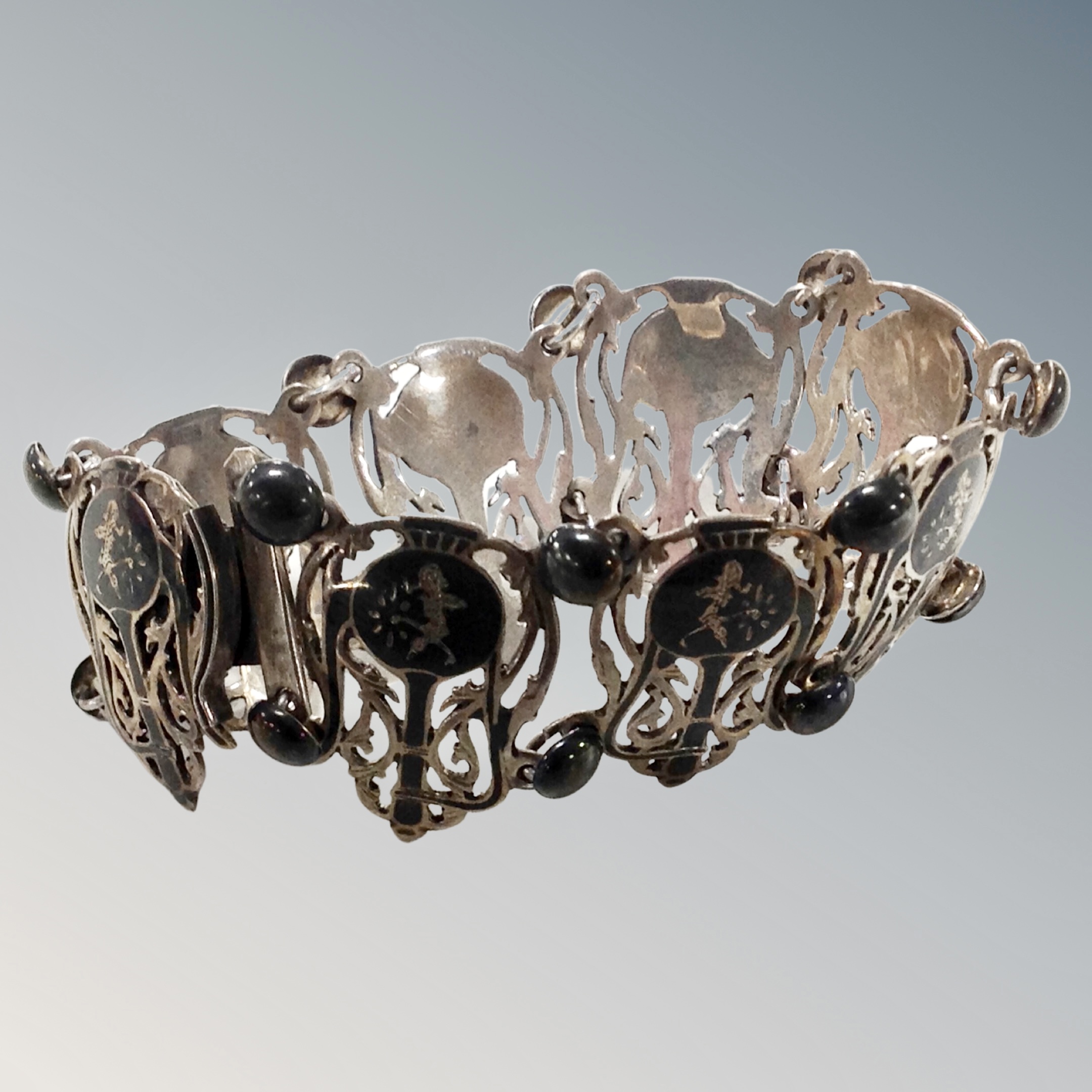 A silver Art Nouveau bracelet.