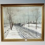 Continental School : A Winter track, oil on canvas,