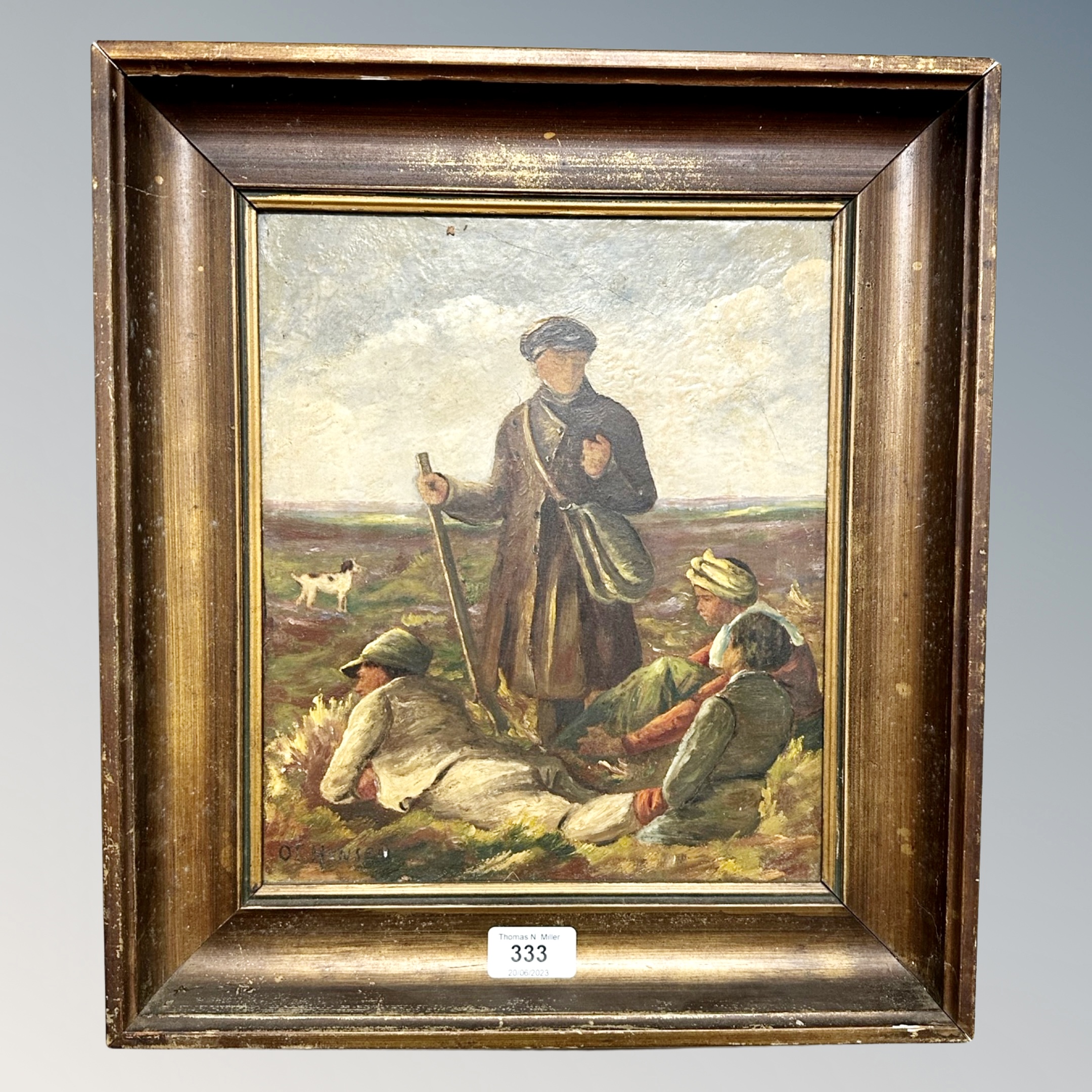 Hansen : Figures in moorland, oil on canvas,