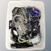 A crate of costume jewellery,