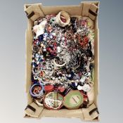 Large box of costume jewellery, beads, necklaces etc.