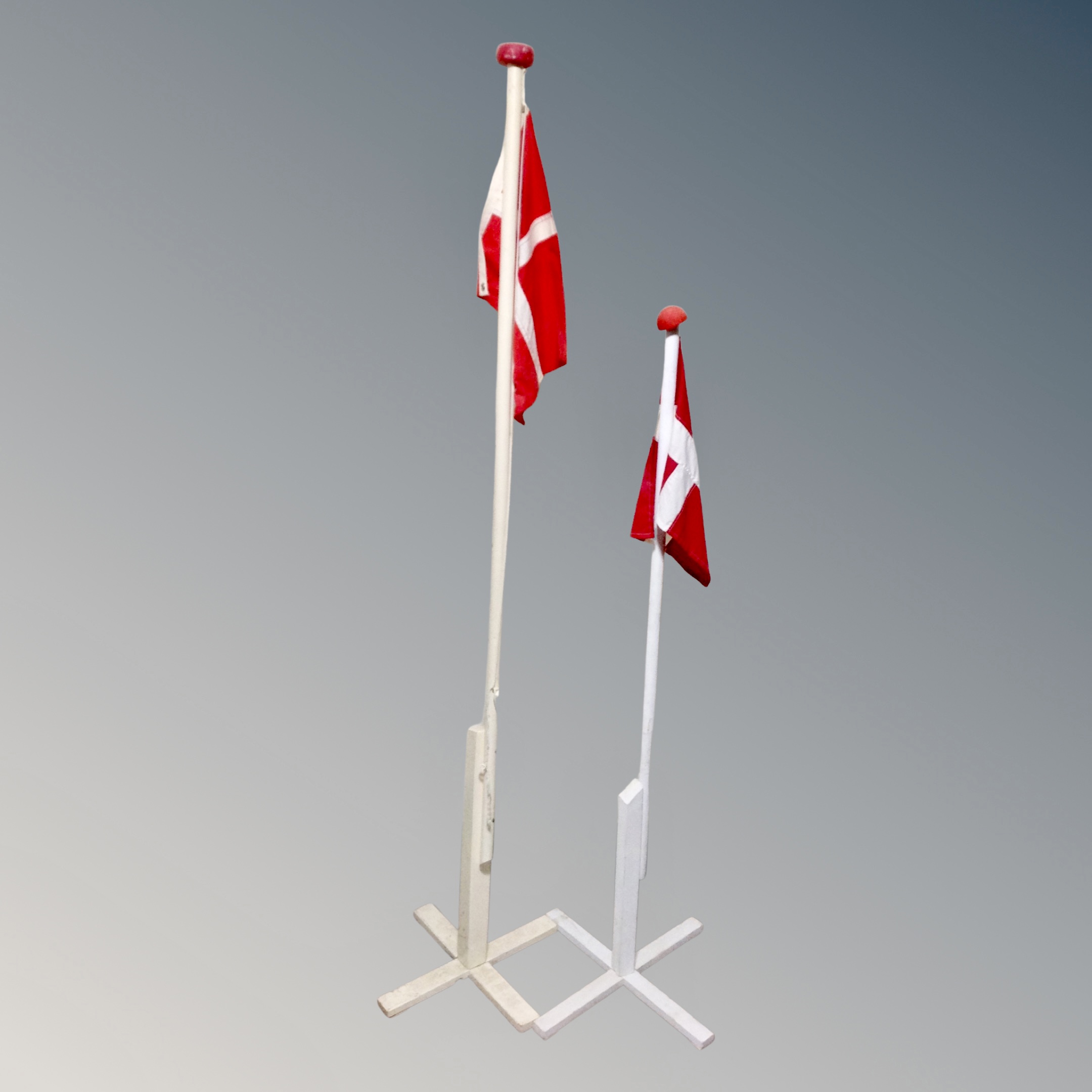 Two Danish flags on stands