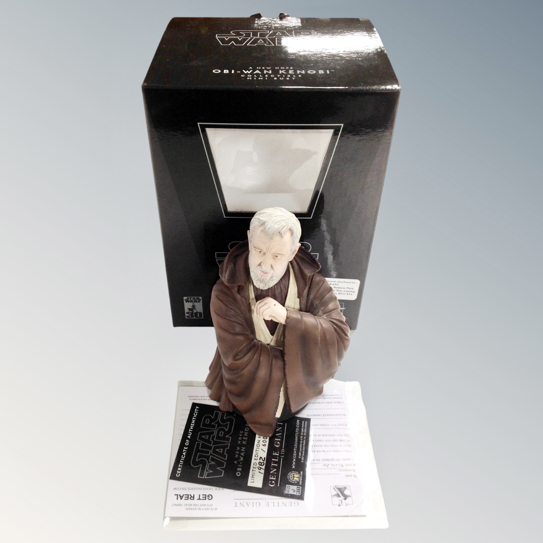A Gentle Giant Star Wars collectable mini bust Obi-Wan Kenobi number 1982 of 6000.