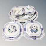 A set of three 19th century graduated meat plates together with four matching tureens,
