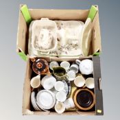 Two boxes of ceramics, coffeeware, Royal Grafton china etc.