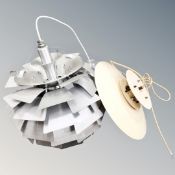 A 1970's Scandinavian pendant light fitting together with a further light fitting.