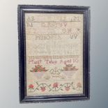 A 19th century alphabet sampler by Marg't Tebay Aged 10